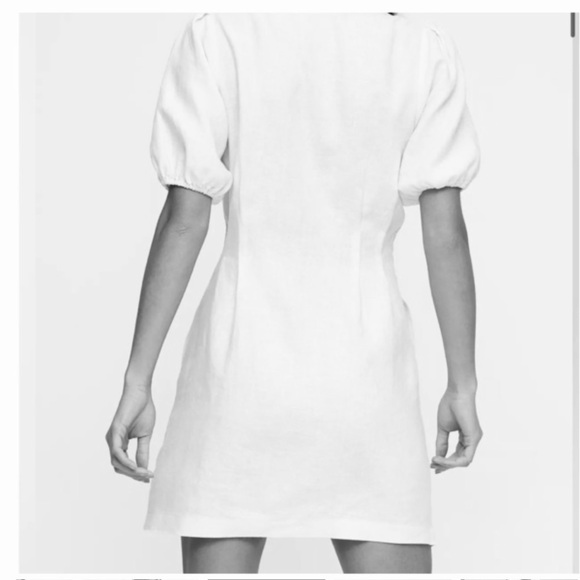 Aritzia Wilfred Caprice Button Front 100% Linen Dress White Large - V Neck - Picture 4 of 15